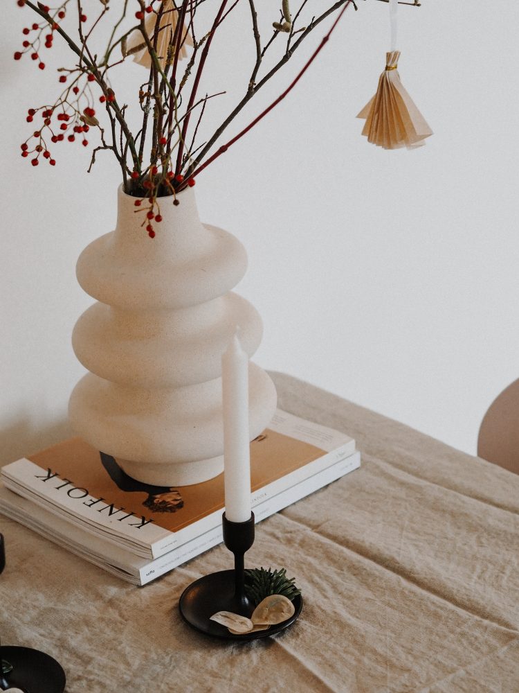 The new bohemian’s Christmas table setting, still life