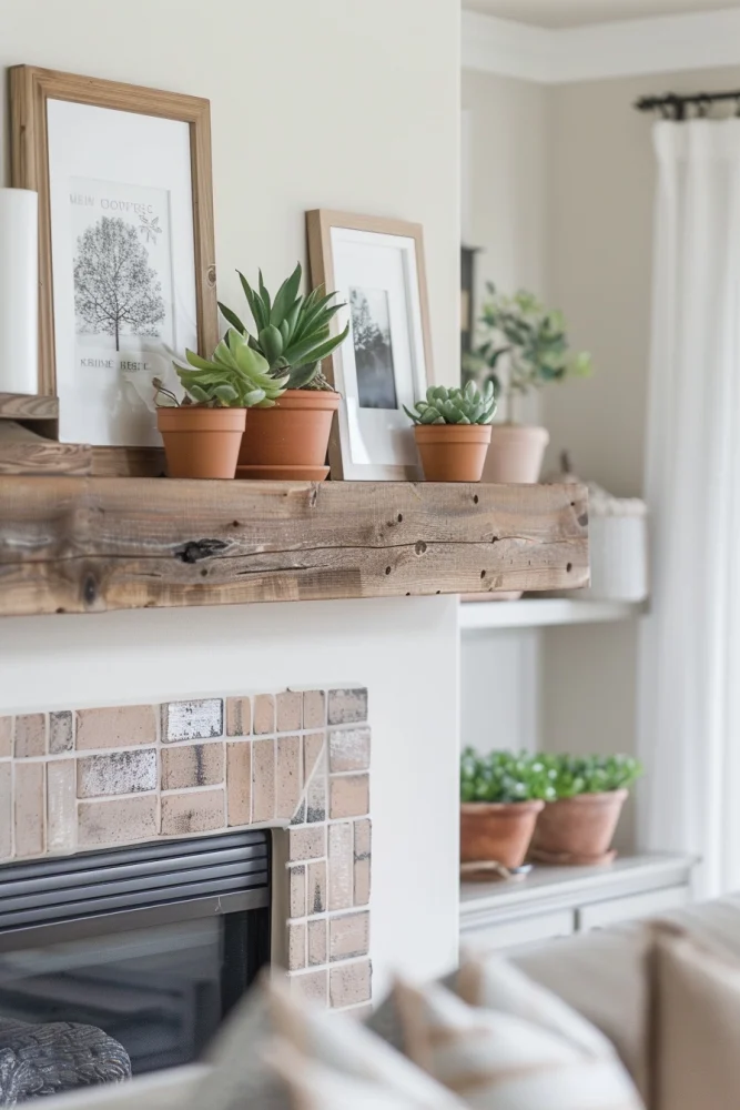 spring fireplace mantle decor ideas with terracota vases 2