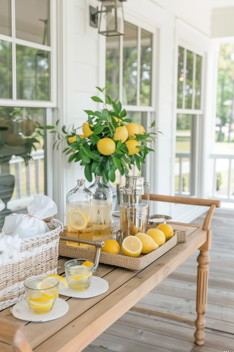 summer front porch drink cart