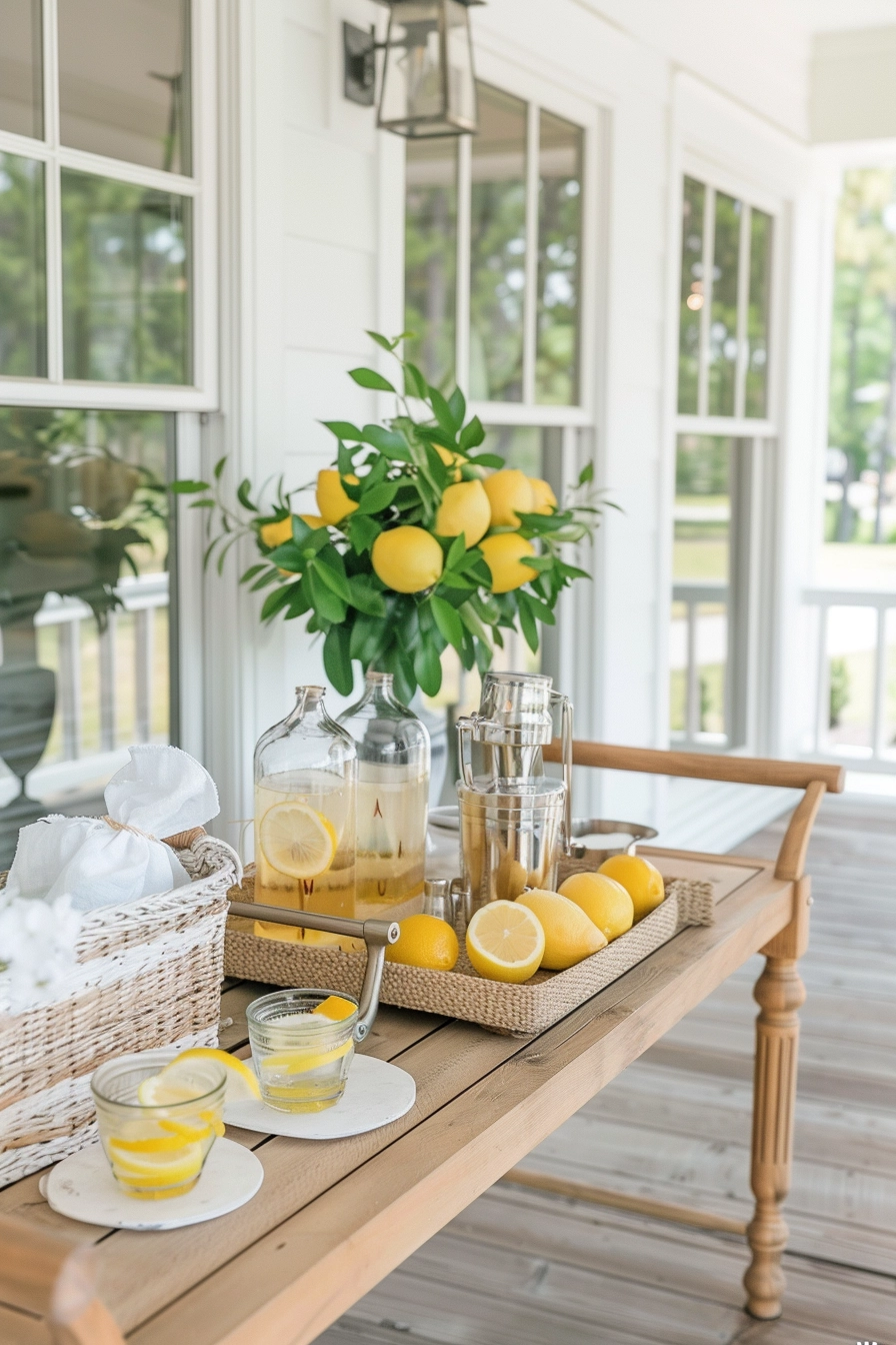 summer front porch drink cart