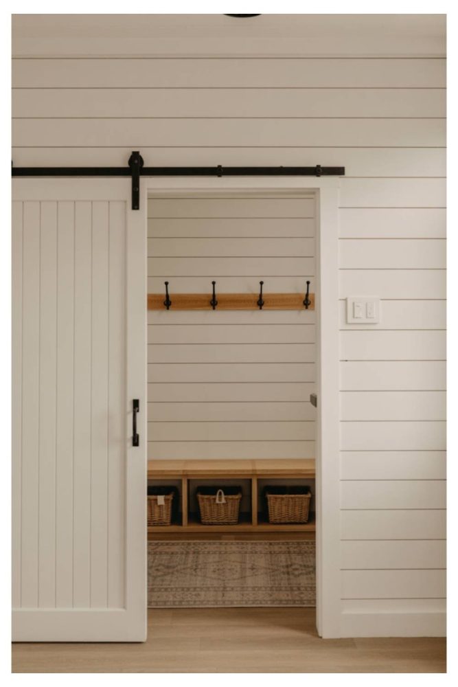 Sliding Barn Door Farmhouse Mudroom