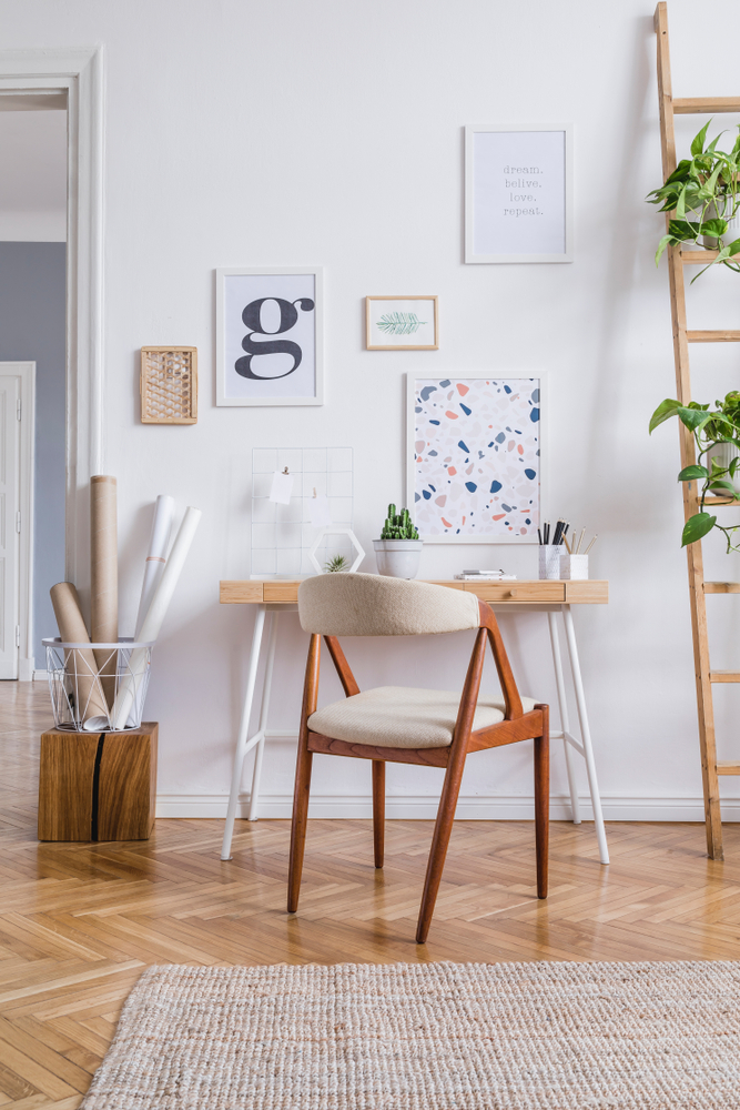 Design,Scandinavian,Interior,Of,Home,Office,Space,With,Stylish,Chair,