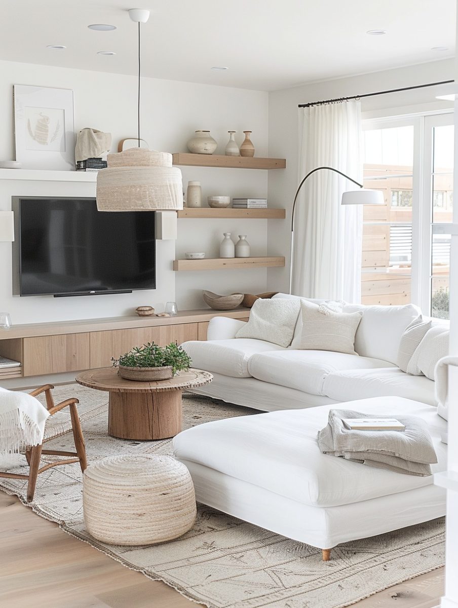 organic modern beach house open shelves