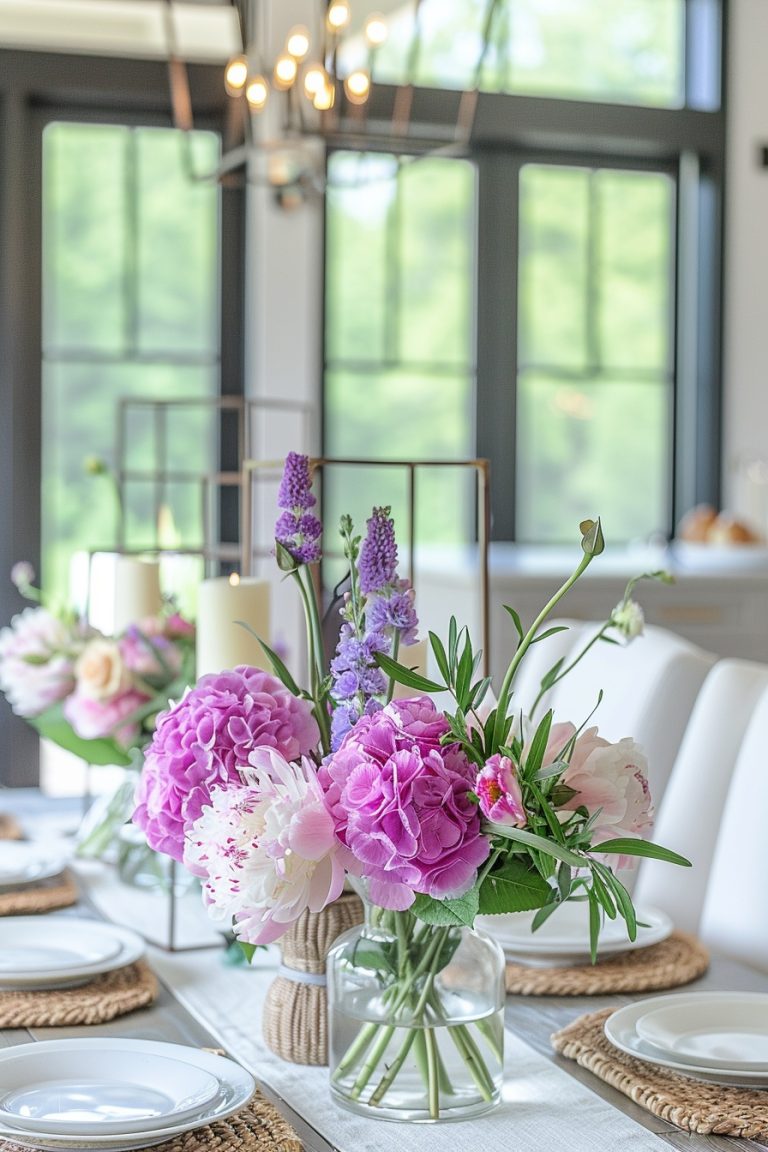 summer table decor ideas colorful flowers
