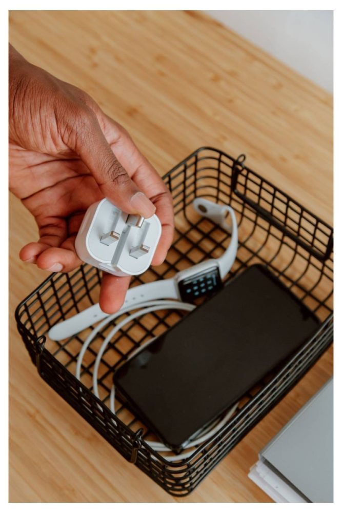 drawer for device charging Clever Small Bedroom Organization Ideas