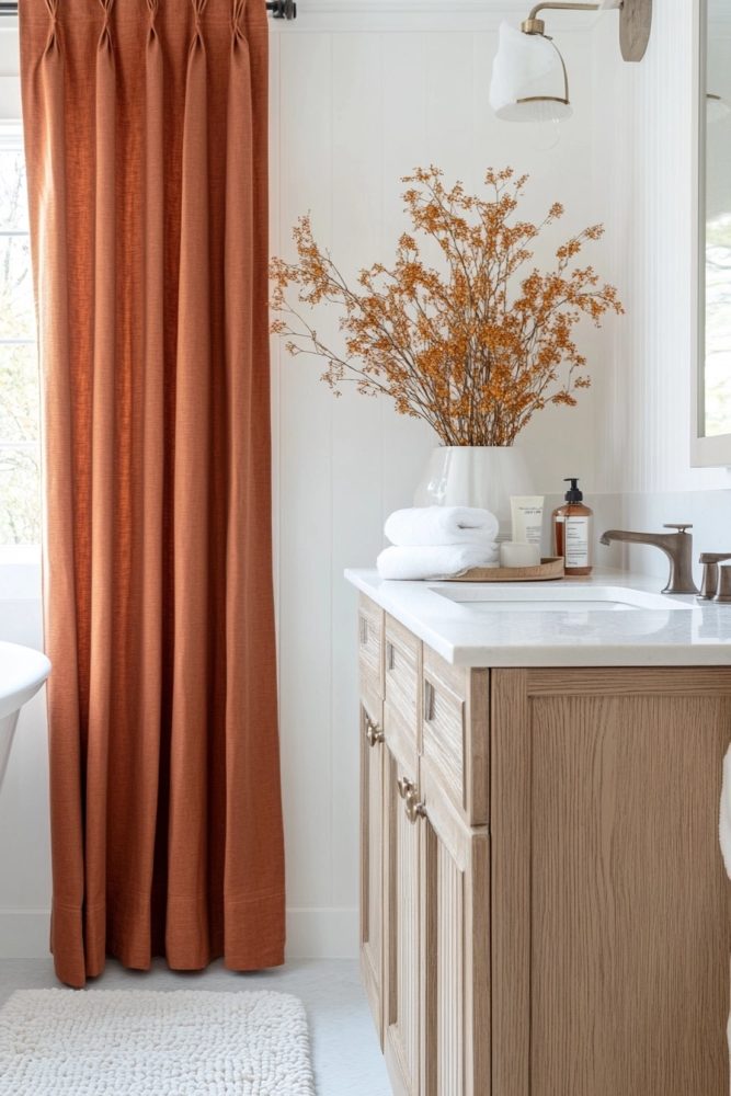 fall bathroom decor ideas curtains