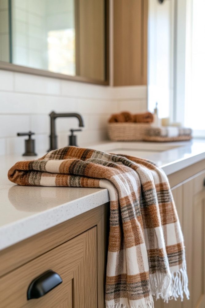 fall bathroom decor ideas plaid