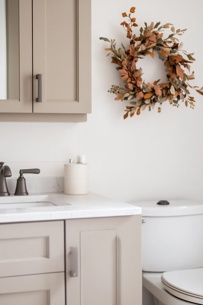 fall bathroom decor ideas wreath