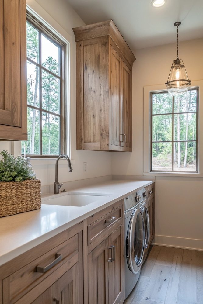 laundry room decor ideas wood cabinetry