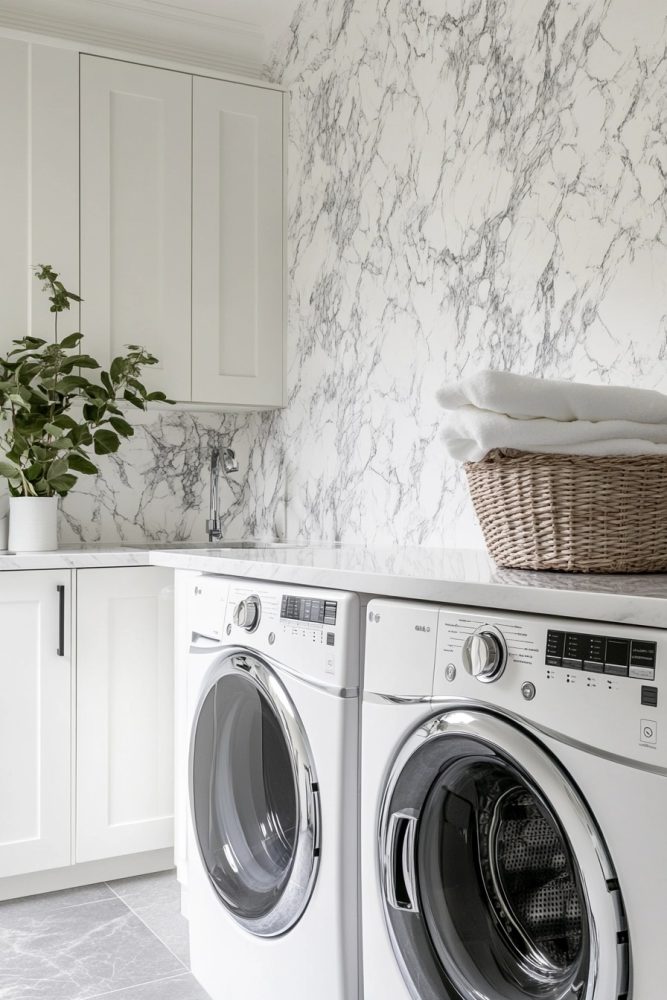 laundry room wallpaper marble
