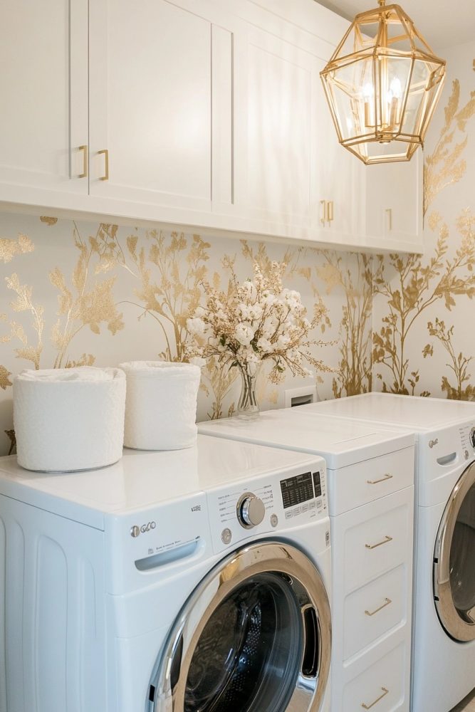 laundry room wallpaper metallic