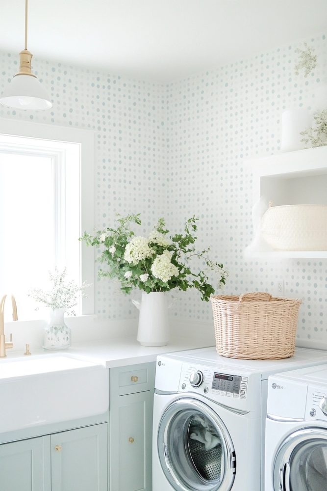laundry room wallpaper pastel