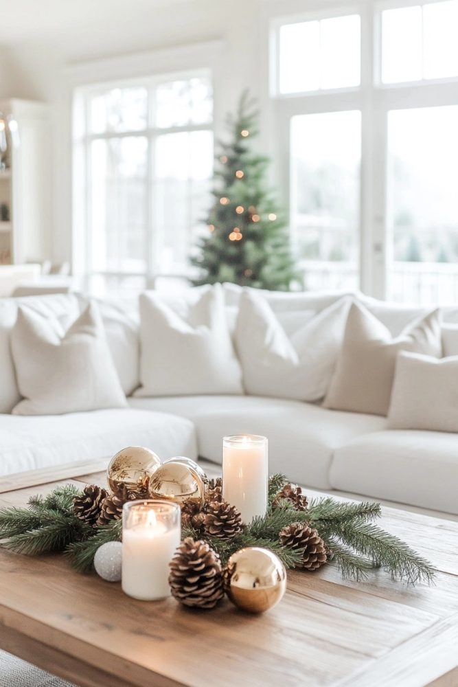 organic modern christmas decor coffee table