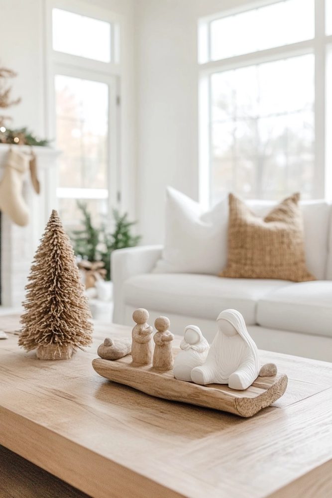 organic modern christmas decor nativity