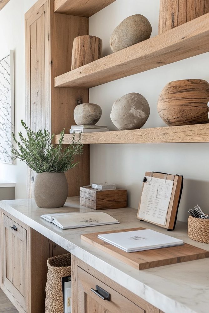 organic modern office with natural elements