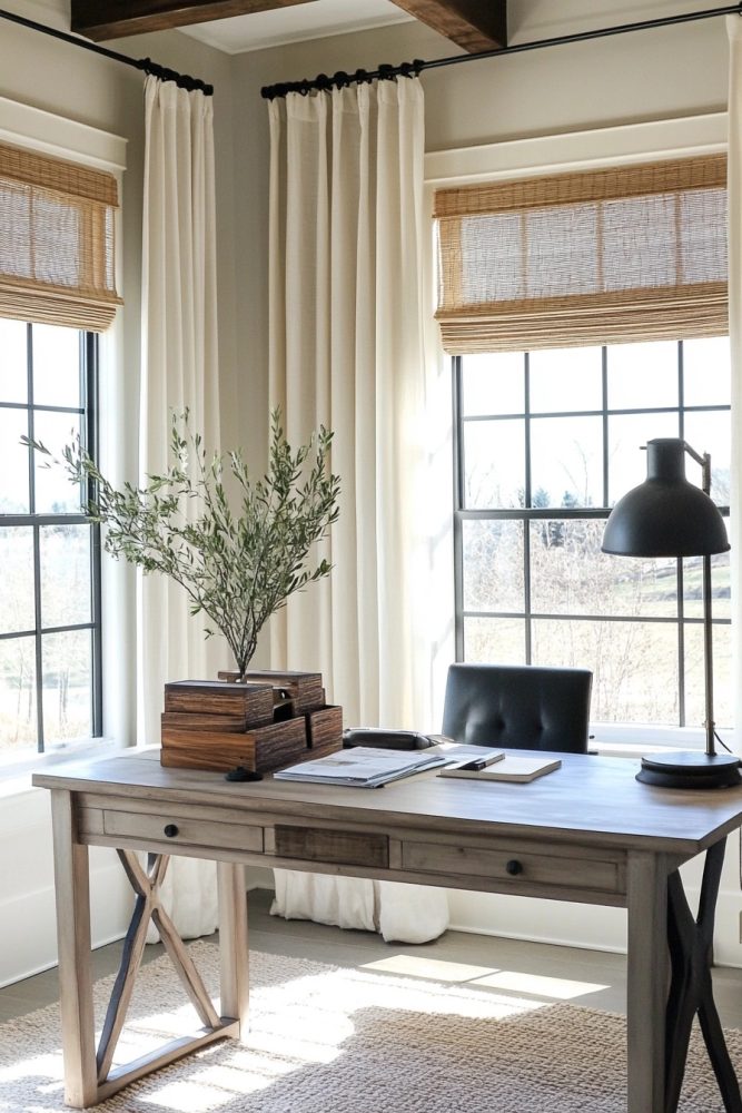 organic modern office with textured windows