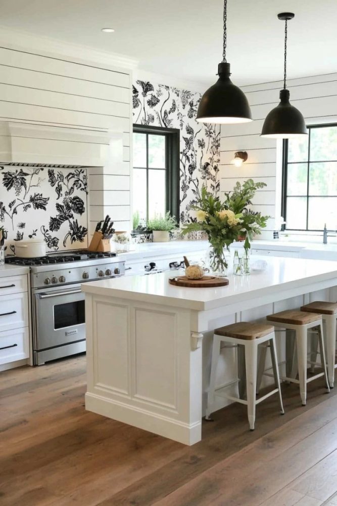 How to add color to a white kitchen accent wall
