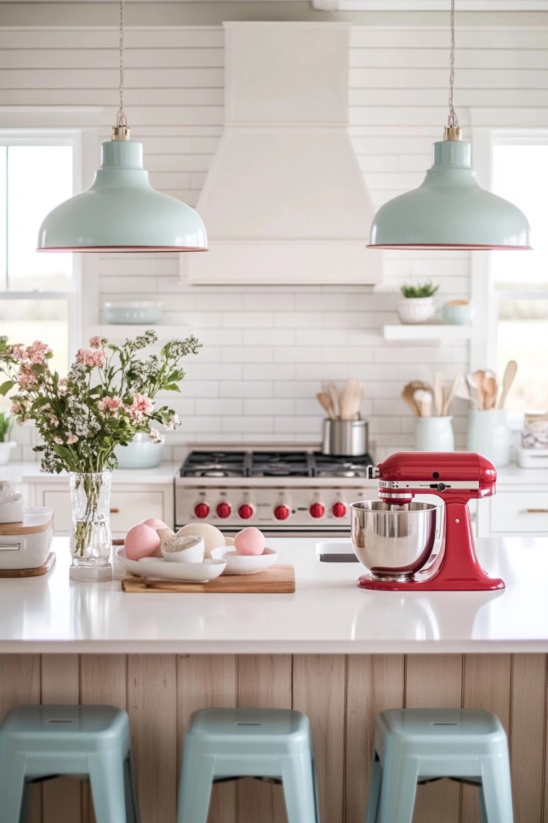 How to add color to a white kitchen colored appliances