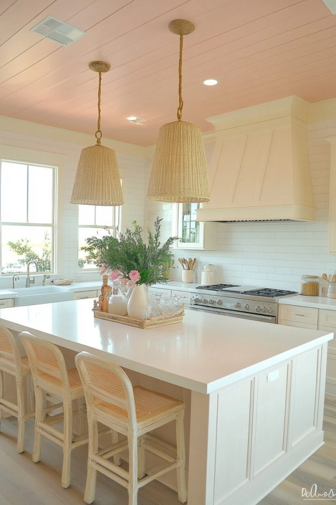 How to add color to a white kitchen painted ceiling