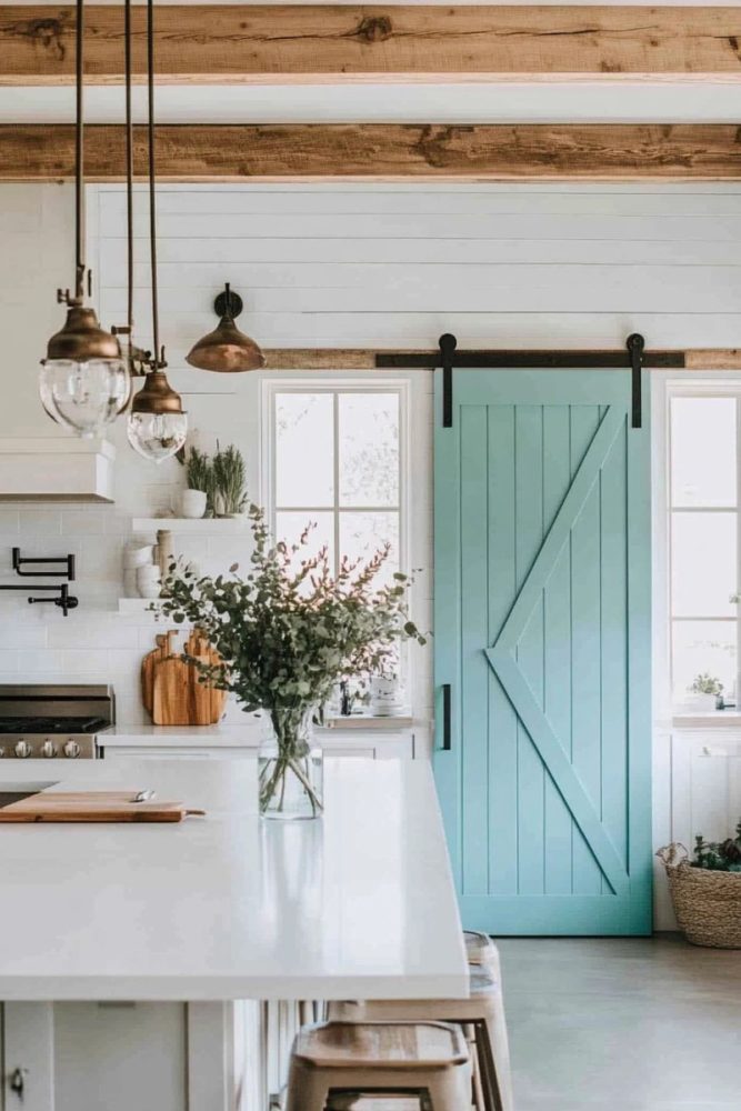 How to add color to a white kitchen painted pantry door