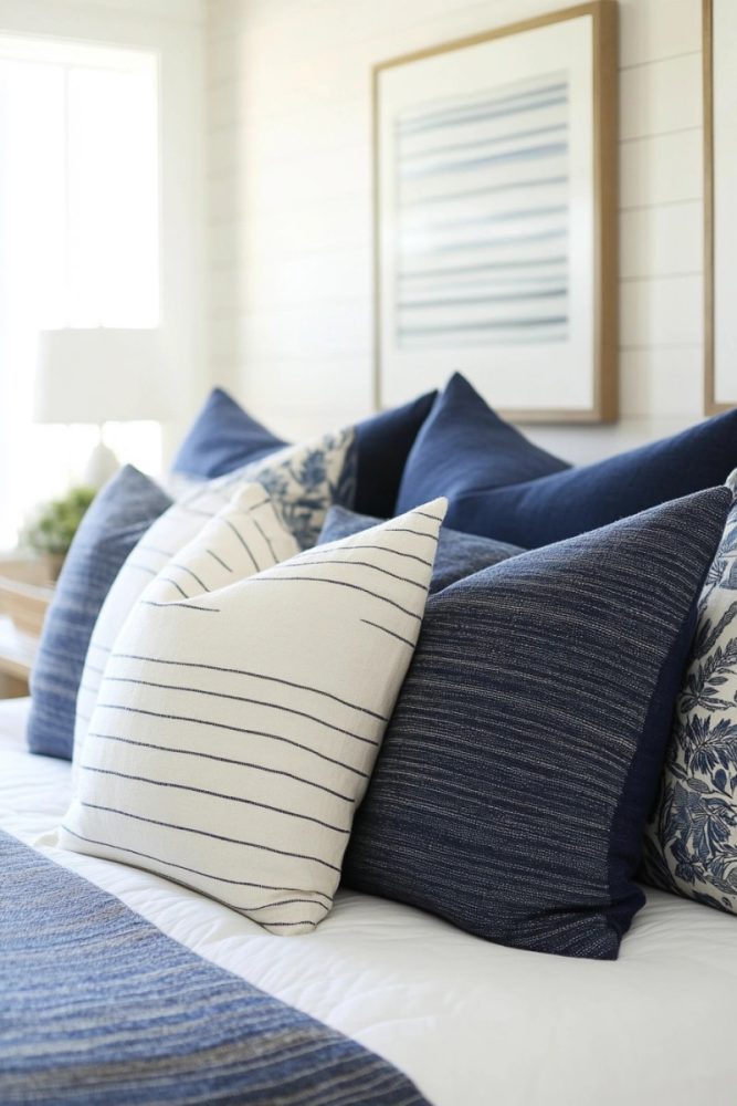 How to arrange bedroom pillows without headboard Asymmetrical Play