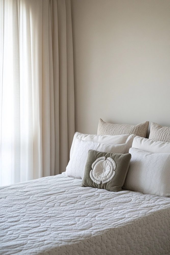 How to arrange bedroom pillows without headboard Mix of Shapes