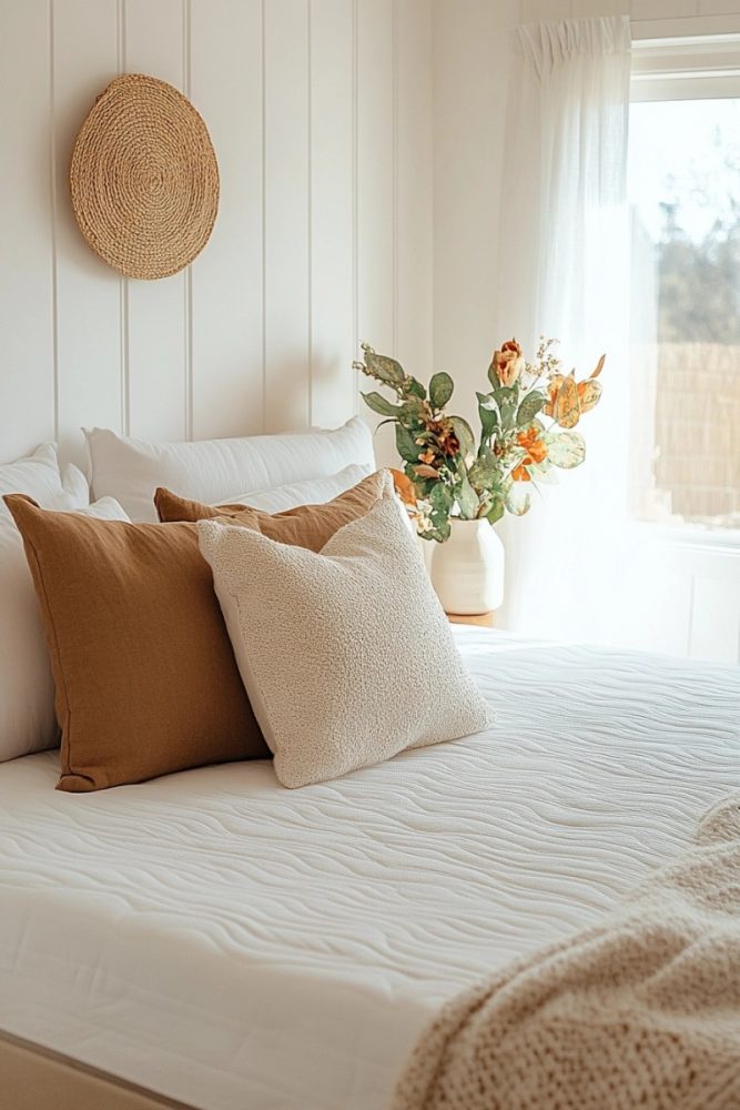 How to arrange bedroom pillows without headboard Seasonal Switch Up