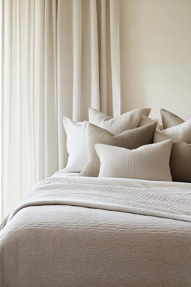 How to arrange bedroom pillows without headboard Symmetrical Arrangement