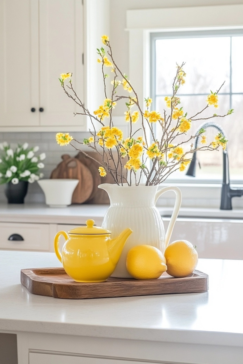 spring kitchen decor bright