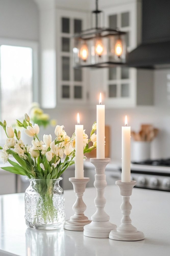 spring kitchen decor candles