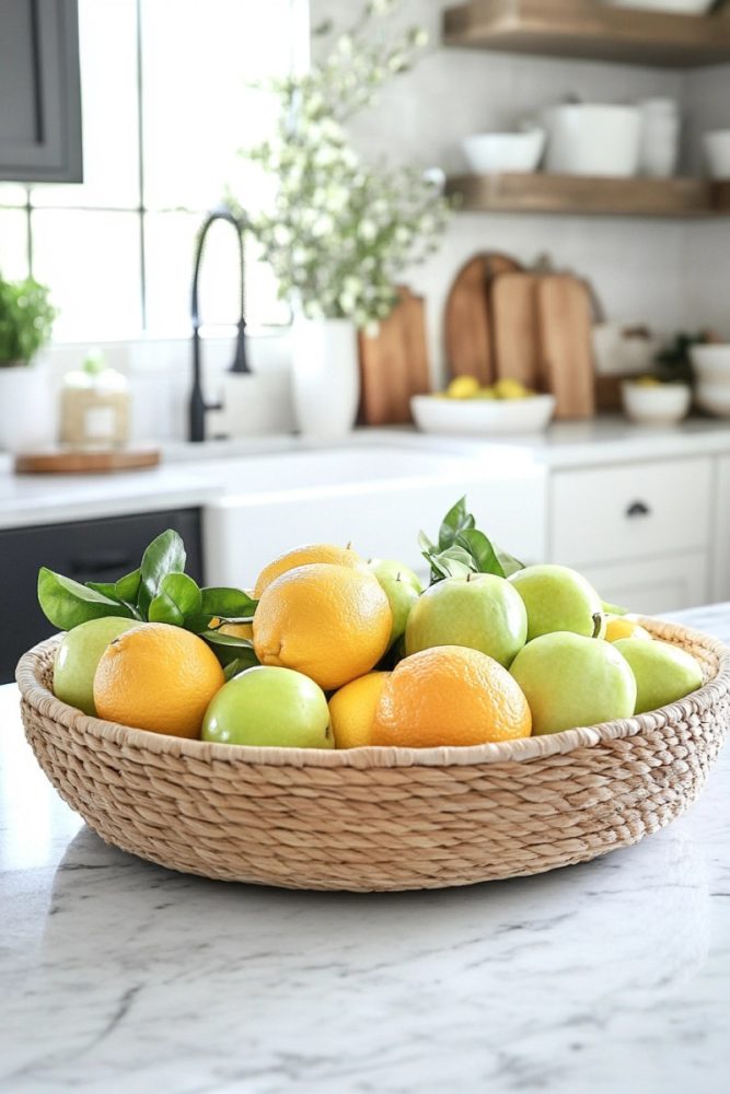 spring kitchen decor fruit bowl