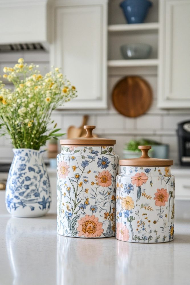spring kitchen decor patterned