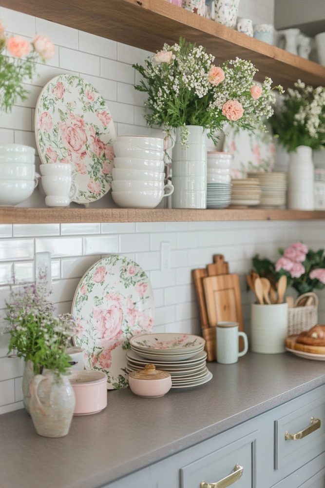 spring kitchen decor plates
