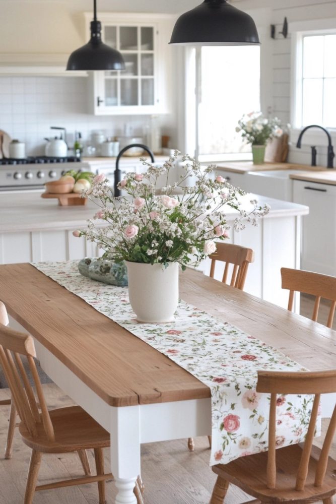 spring kitchen decor table runner 2