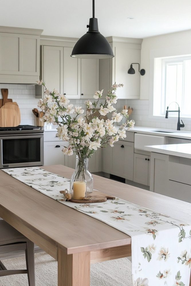 spring kitchen decor table runner