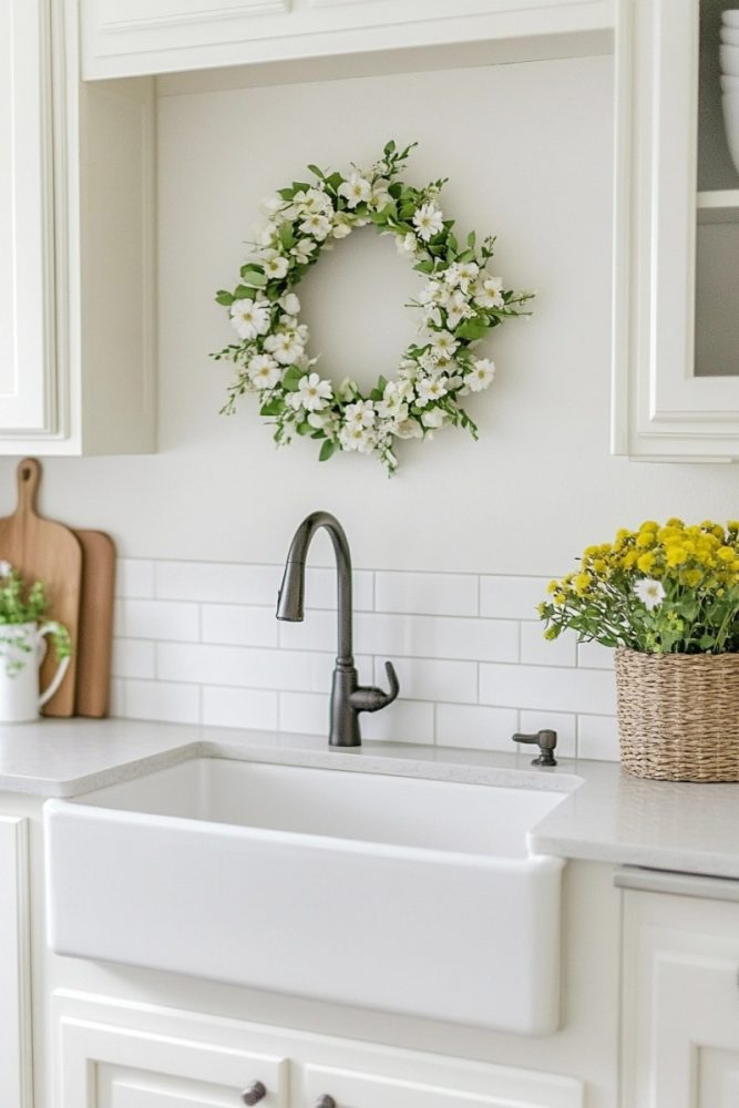 spring kitchen decor wreath