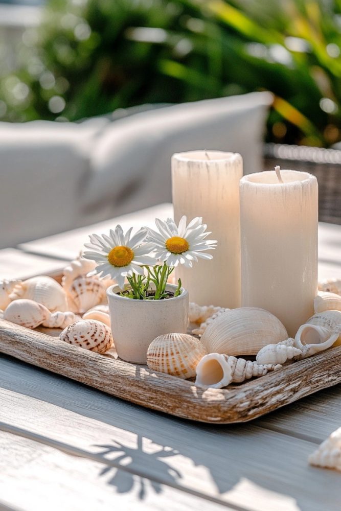 spring tray decor ideas Coastal Spring