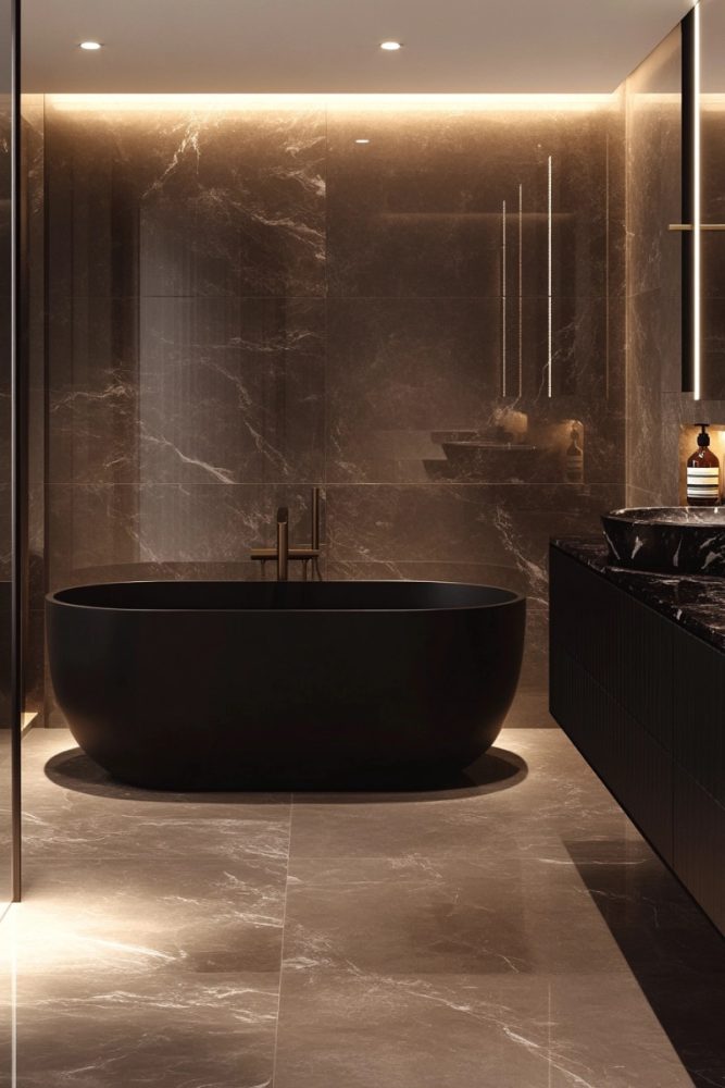 18 Bathroom Marble Ideas Dark Marble for a Dramatic Effect