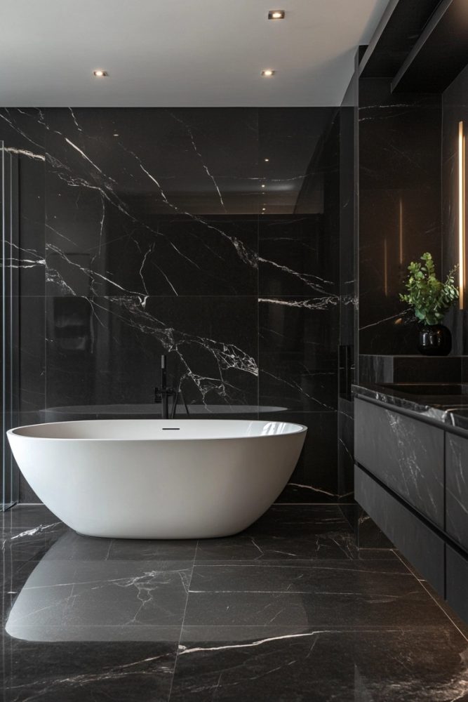 18 Bathroom Marble Ideas Use Marble as a Statement Wall