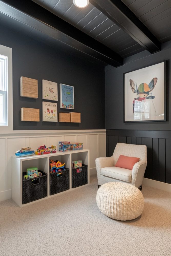 Black Board and Batten Ideas Kid Friendly Yet Stylish Playroom Wall