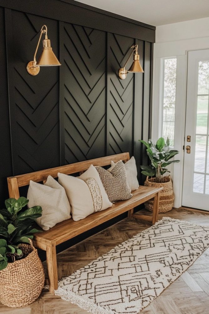Black Board and Batten Ideas Mudroom Makeover with a Stylish Edge