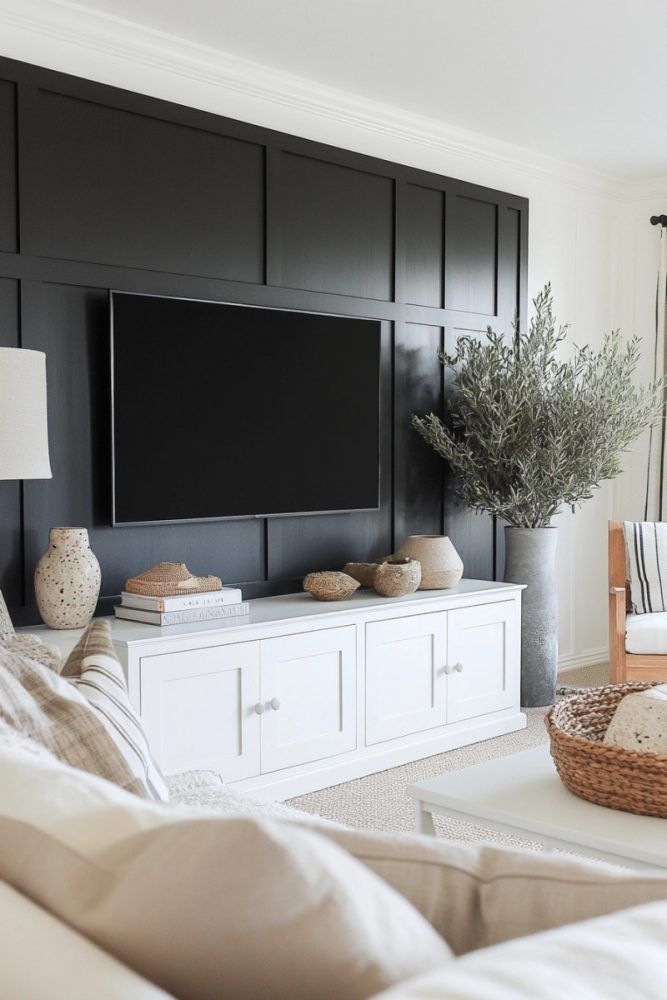 Black Board and Batten Ideas Sleek and Minimal TV Wall
