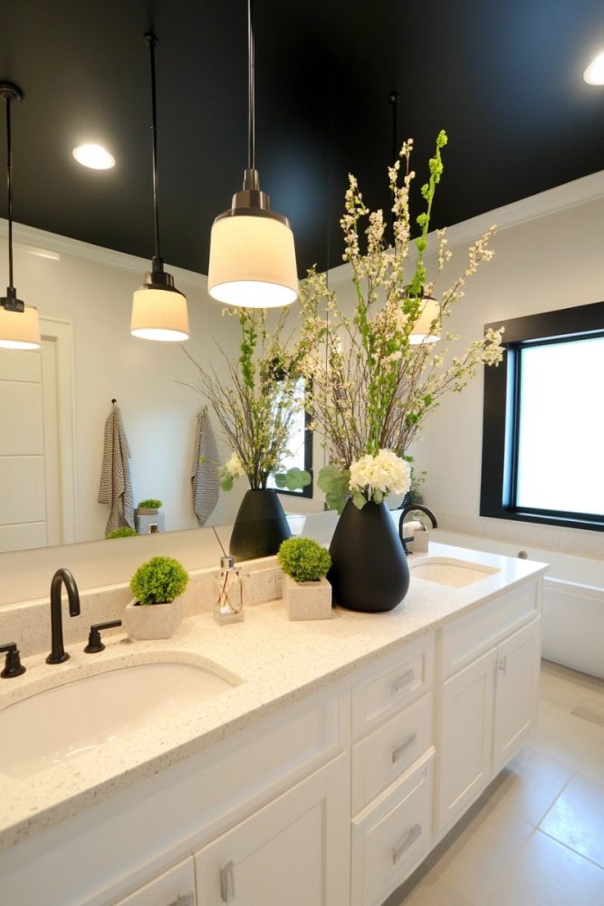Black and white bathroom ideas Black Ceiling