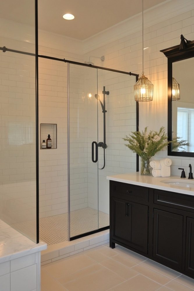 Black and white bathroom ideas Black Shower Enclosure
