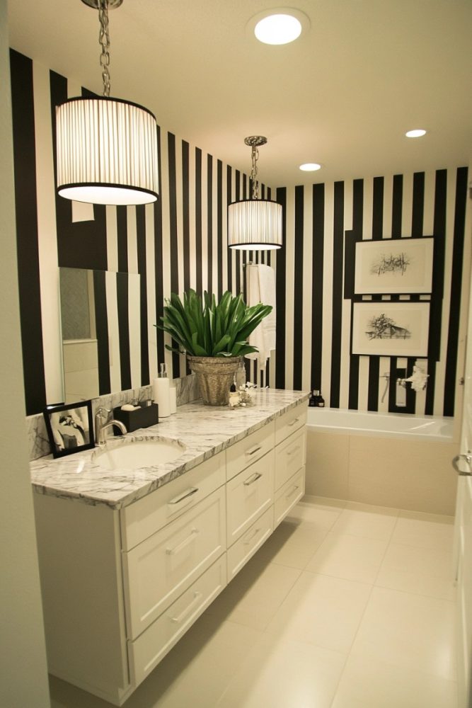 Black and white bathroom ideas Black and White Stripes