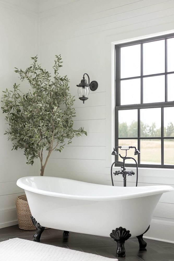 black and white bathroom ideas bathtub