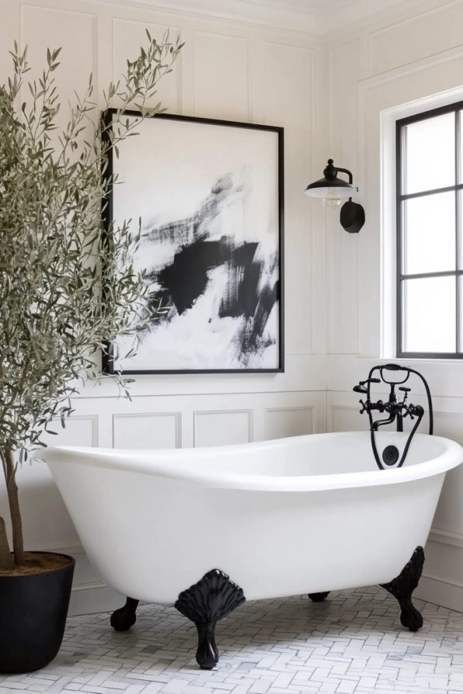 black and white bathroom ideas black art