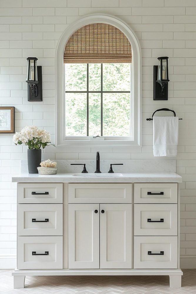 black and white bathroom ideas black fixtures