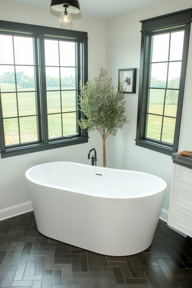 black and white bathroom ideas black window
