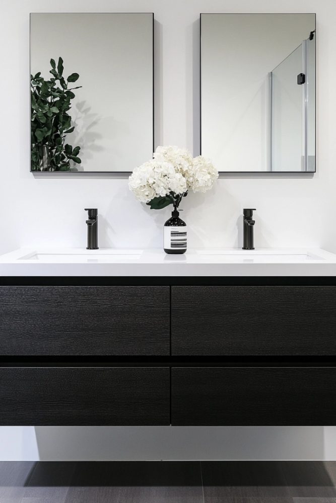 black and white bathroom ideas cabinet